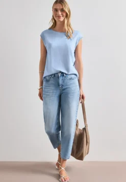 Shirt mit Rundhals und Rippdetails