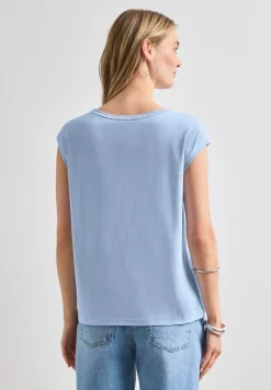Shirt mit Rundhals und Rippdetails