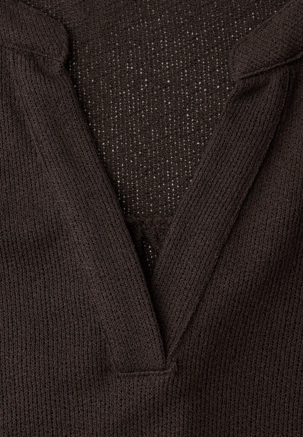 Shirt mit Split Neck im Strick-Look