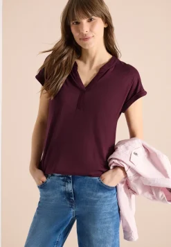 Shirt mit Split Neck im Tunika-Look