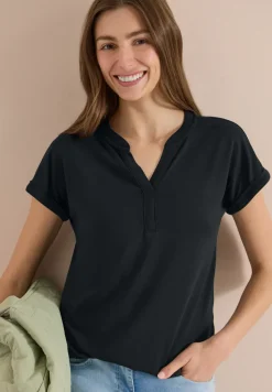 Shirt mit Split Neck im Tunika-Look