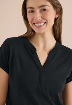 Shirt mit Split Neck im Tunika-Look