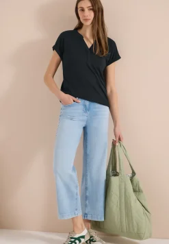 Shirt mit Split Neck im Tunika-Look