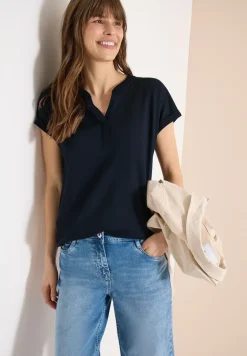Shirt mit Split Neck im Tunika-Look