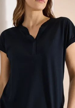 Shirt mit Split Neck im Tunika-Look