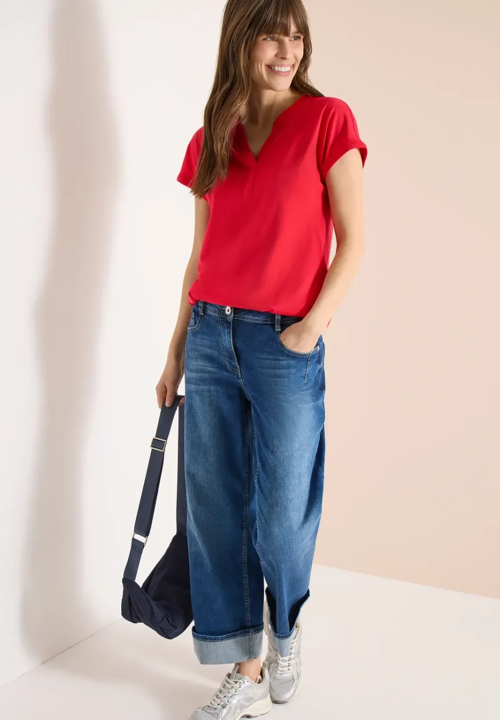 Shirt mit Split Neck im Tunika-Look