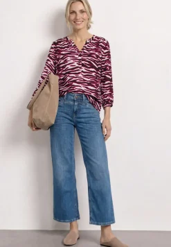 Shirt mit Split Neck und Strukturmix
