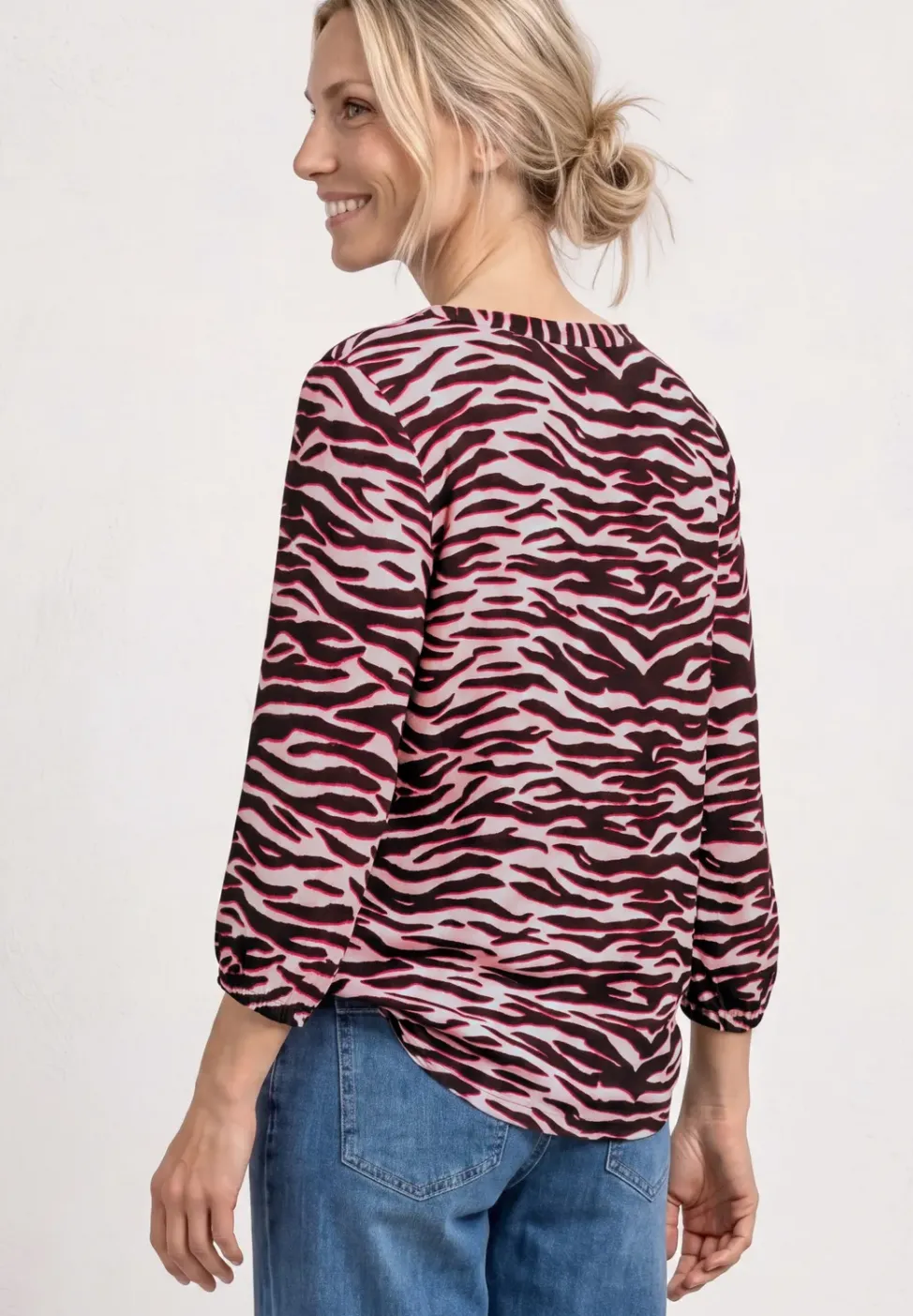 Shirt mit Split Neck und Strukturmix