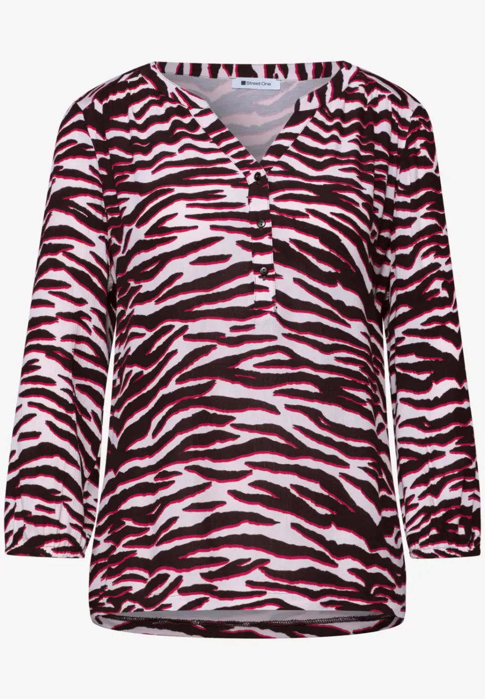 Shirt mit Split Neck und Strukturmix