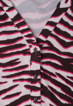 Shirt mit Split Neck und Strukturmix