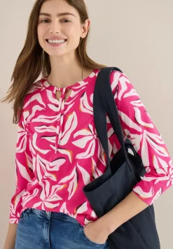 Shirt mit Split Neck und Print
