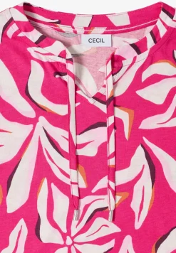 Shirt mit Split Neck und Print