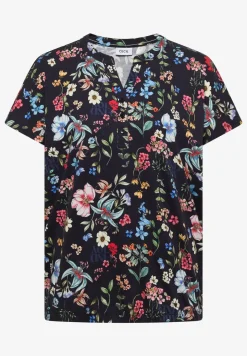 Shirt mit Split Neck und Knopfdetails