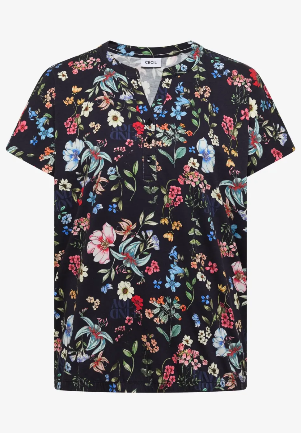 Shirt mit Split Neck und Knopfdetails