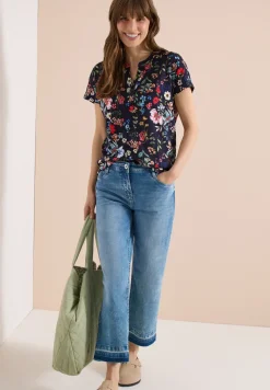 Shirt mit Split Neck und Knopfdetails