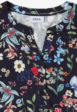 Shirt mit Split Neck und Knopfdetails