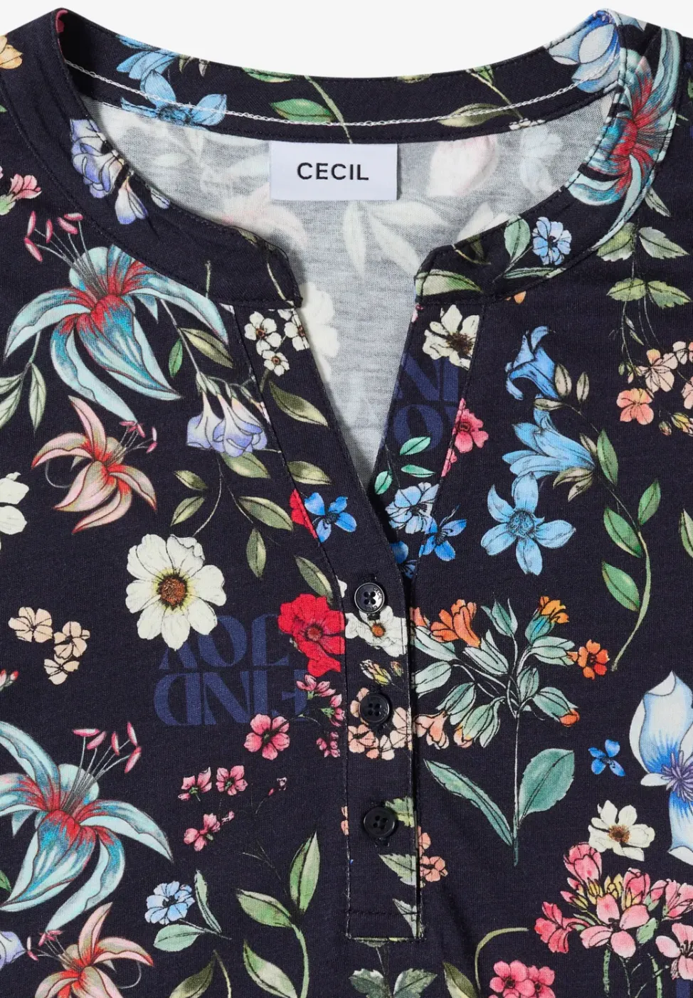 Shirt mit Split Neck und Knopfdetails