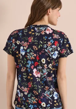 Shirt mit Split Neck und Knopfdetails