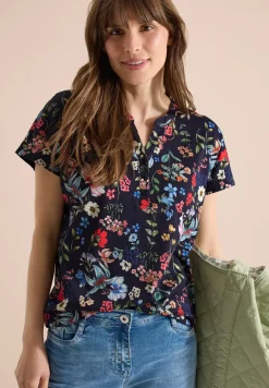 Shirt mit Split Neck und Knopfdetails