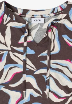 Shirt mit Split Neck und Print
