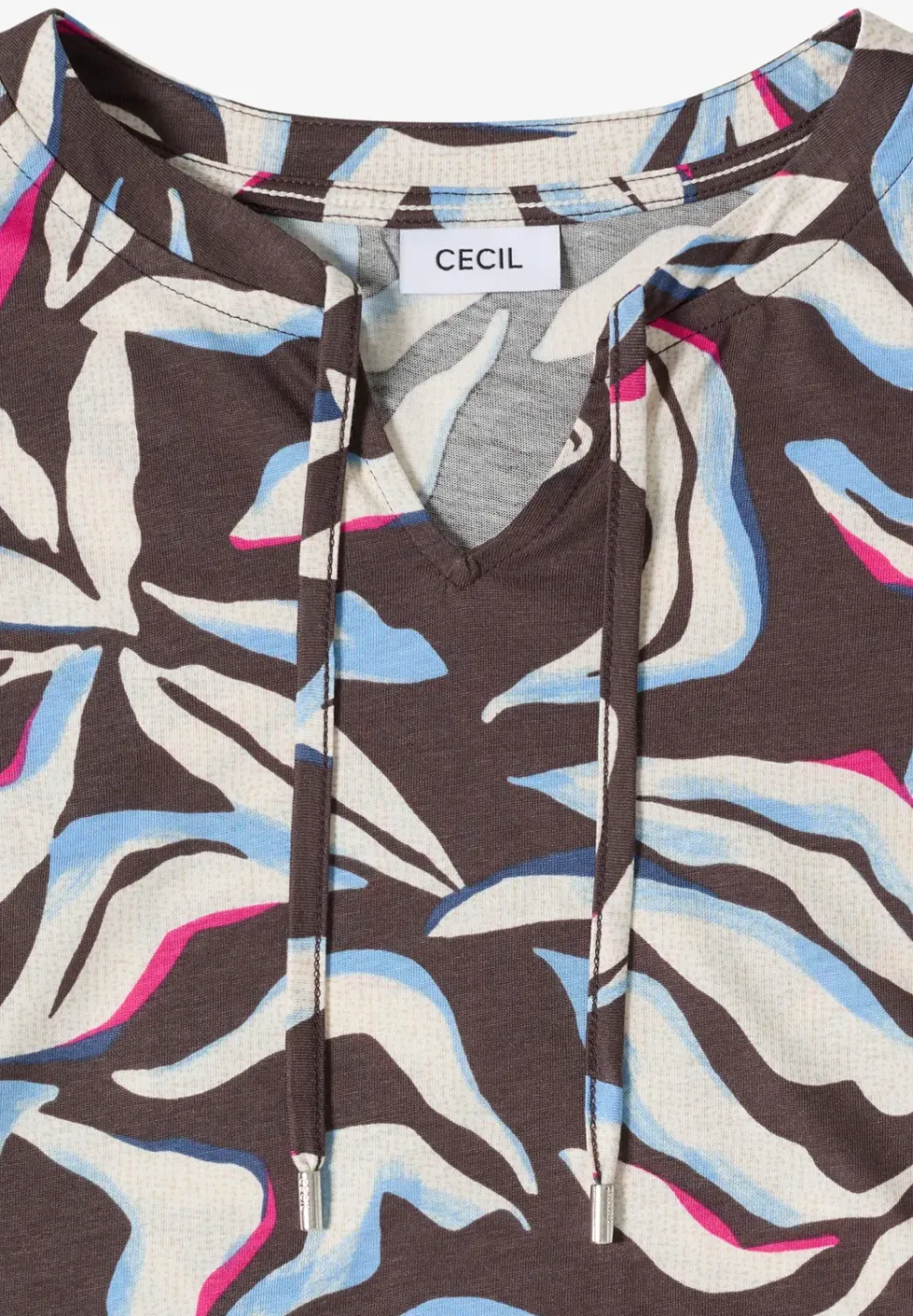 Shirt mit Split Neck und Print