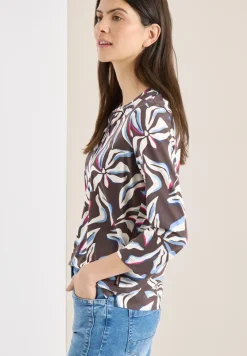 Shirt mit Split Neck und Print