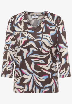 Shirt mit Split Neck und Print