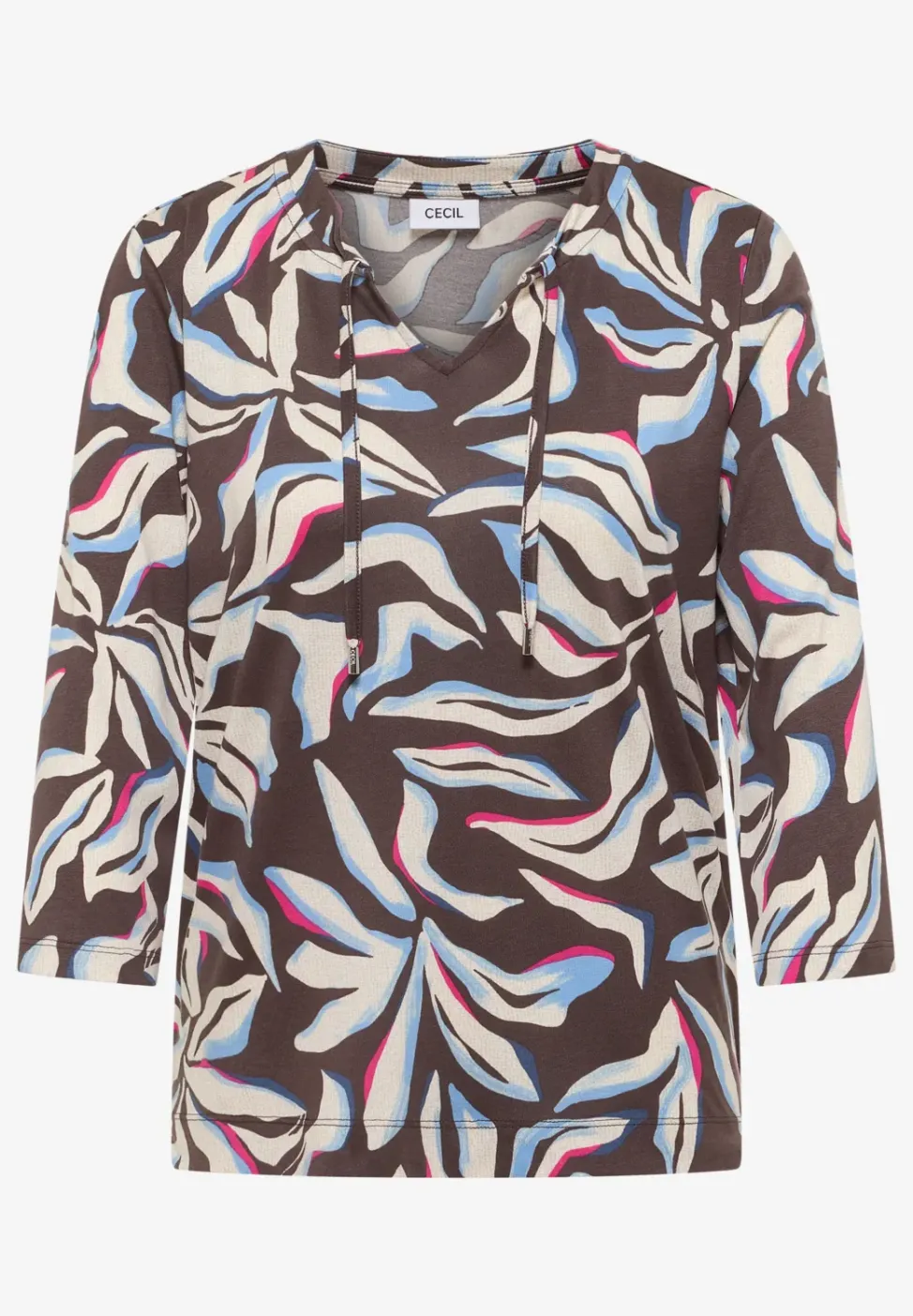 Shirt mit Split Neck und Print