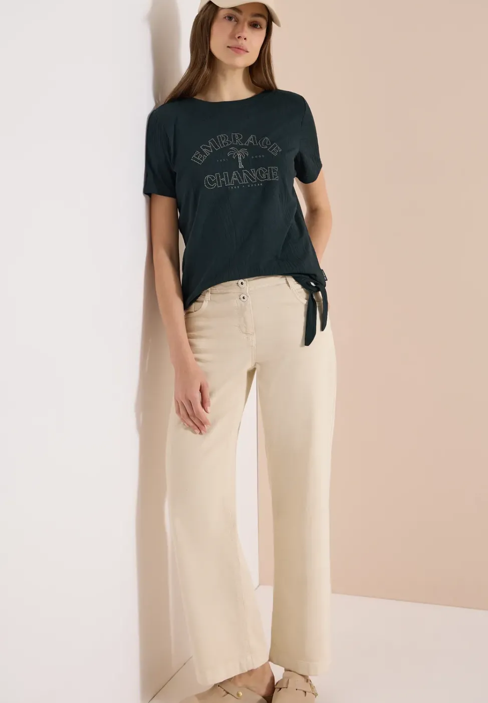 Shirt im Ausbrenner-Look mit Wording