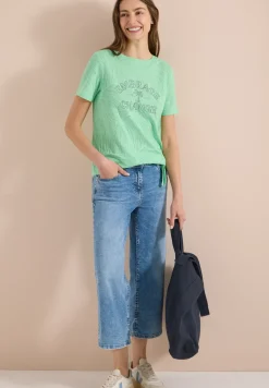 Shirt im Ausbrenner-Look mit Wording