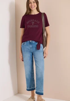 Shirt im Ausbrenner-Look mit Wording