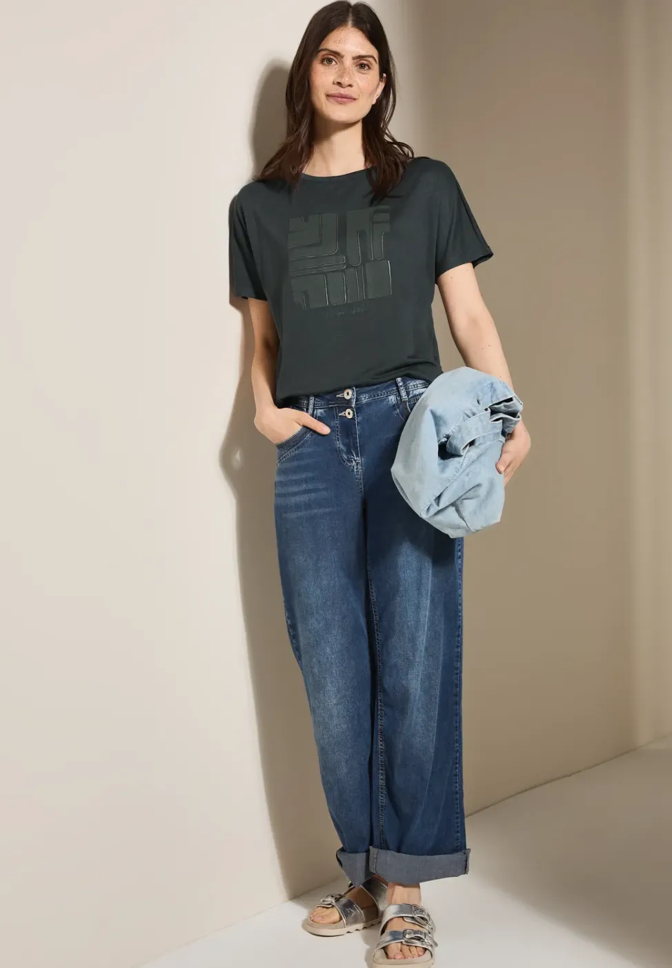 Shirt in Leinen-Optik
