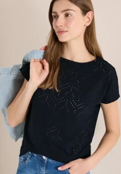 Shirt mit Boatneck in Ajour-Optik