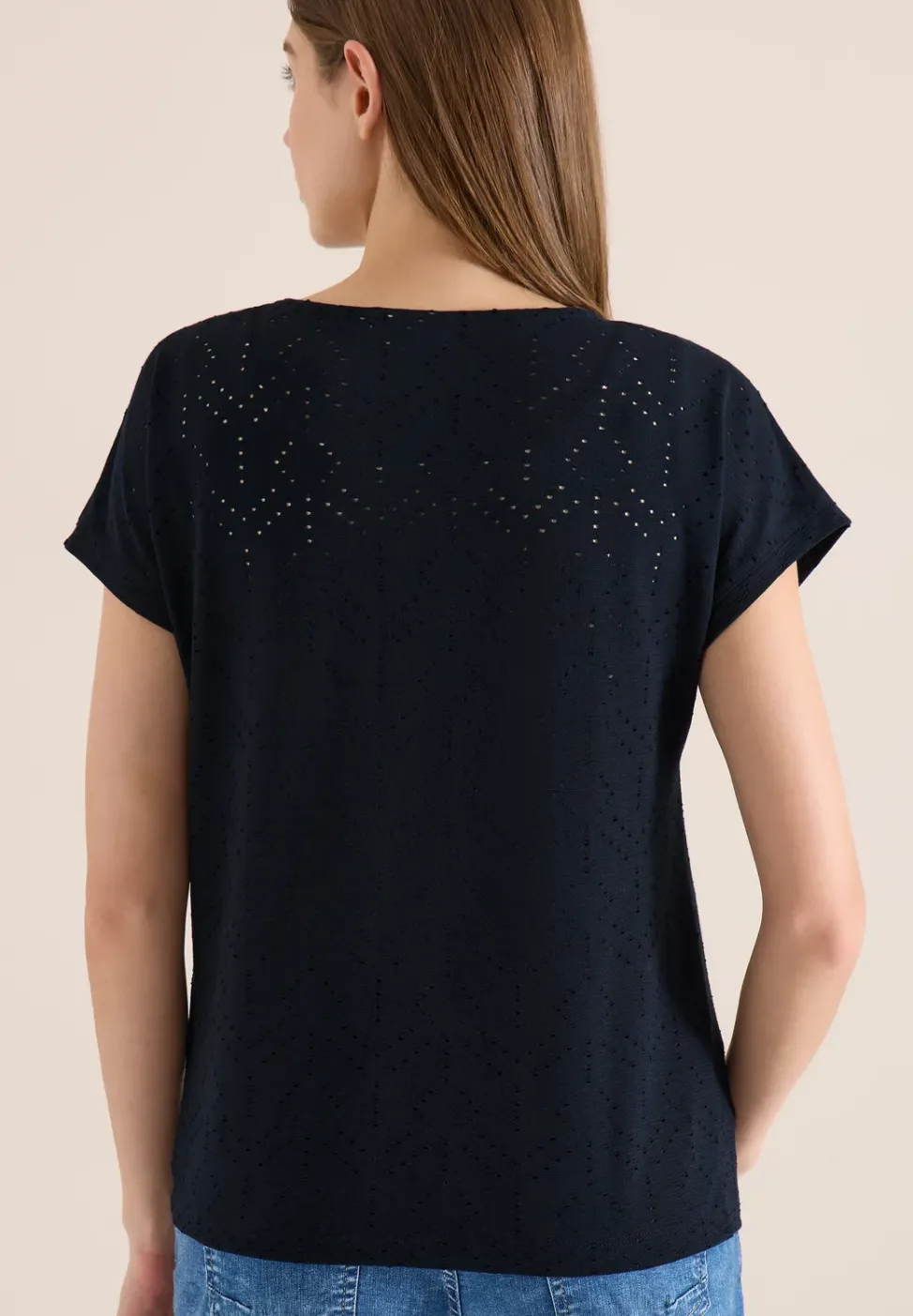 Shirt mit Boatneck in Ajour-Optik