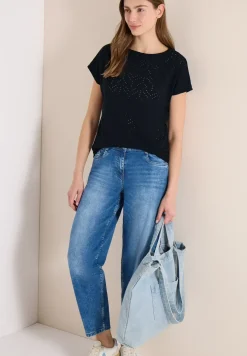 Shirt mit Boatneck in Ajour-Optik