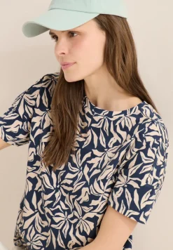Shirt mit Boatneck und floralem Print