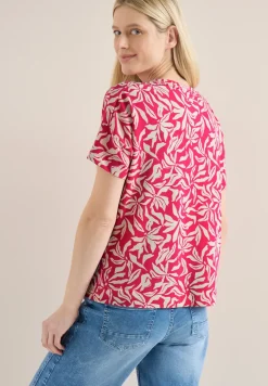Shirt mit Boatneck und floralem Print