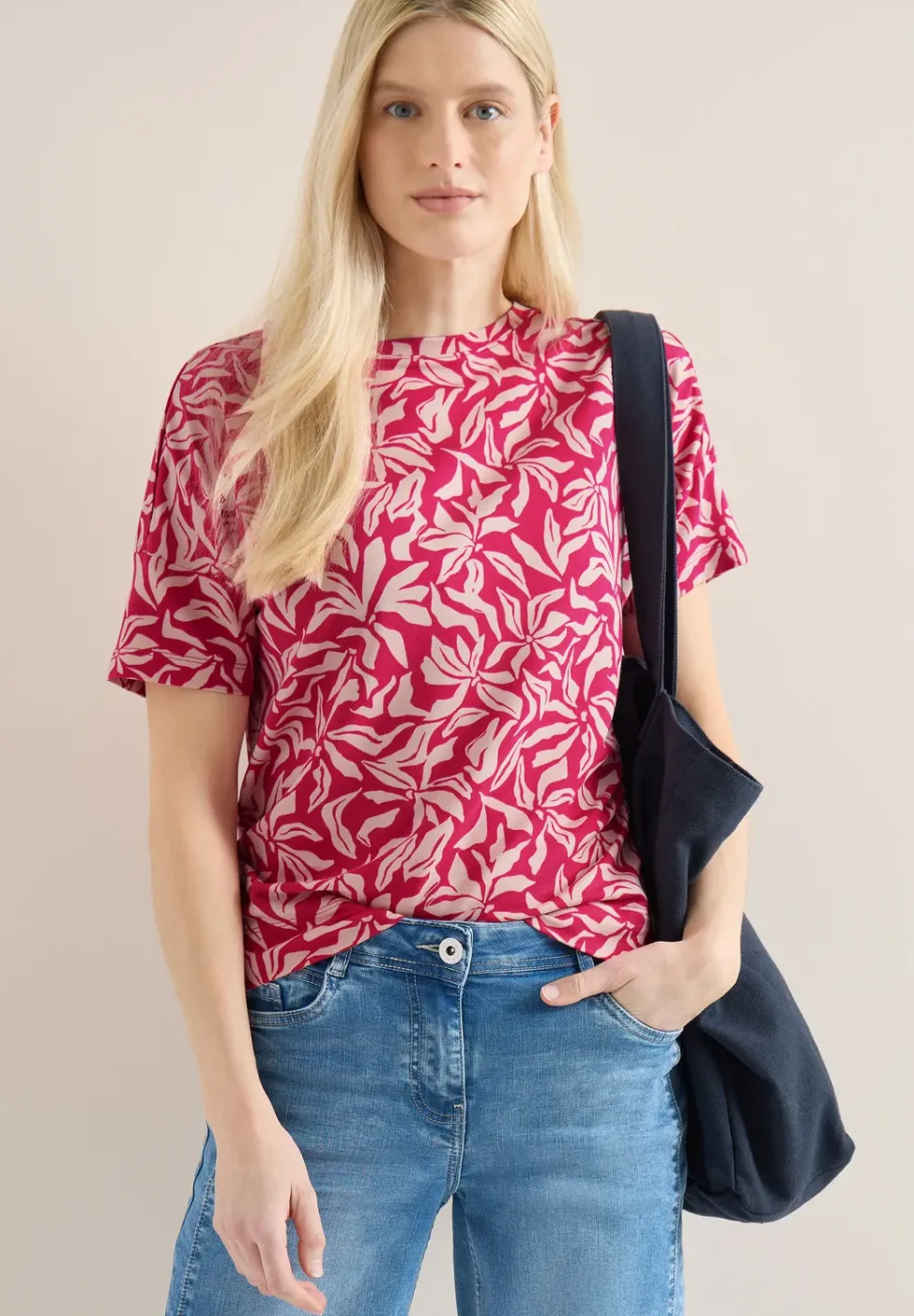 Shirt mit Boatneck und floralem Print
