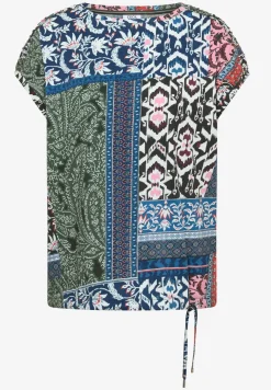 Shirt mit Boat Neck und Patchwork-Print