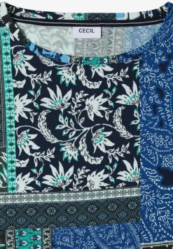 Shirt mit Boat Neck und Patchwork-Print