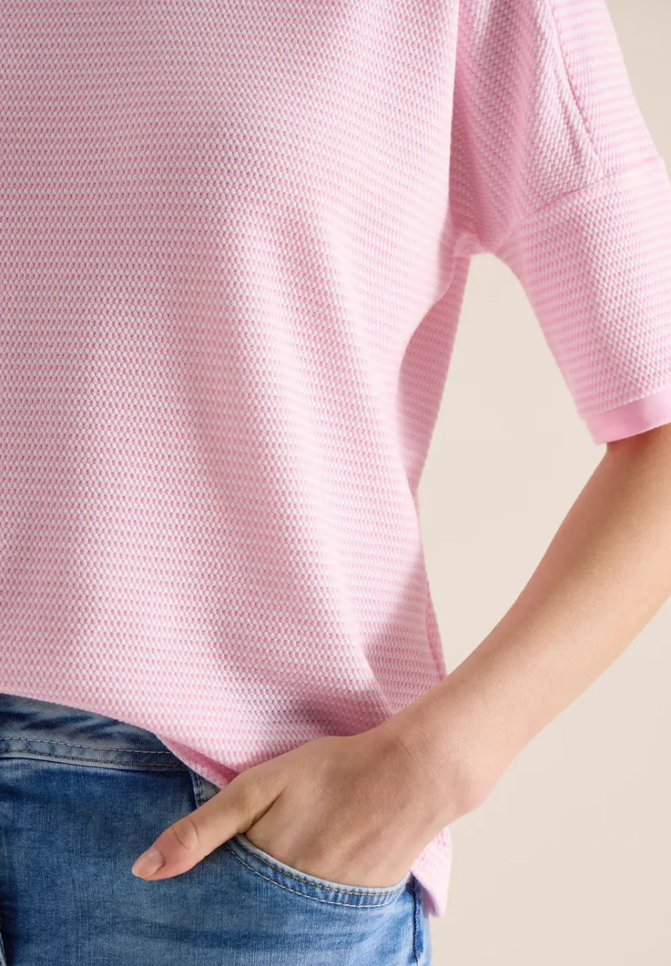 Shirt mit Boatneck und Struktur