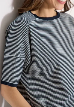 Shirt mit Boatneck und Struktur