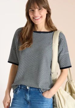 Shirt mit Boatneck und Struktur