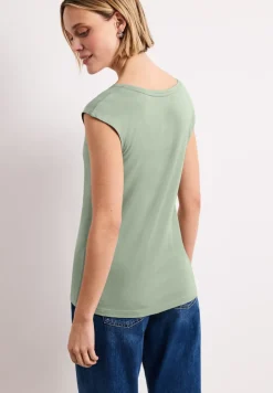 Shirt mit gerundetem V-Ausschnitt