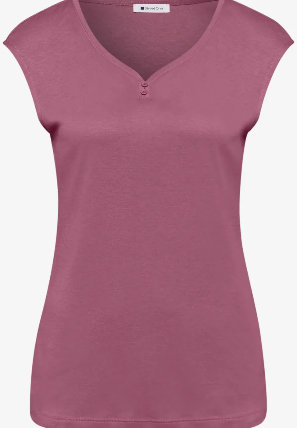 Shirt mit gerundetem V-Ausschnitt