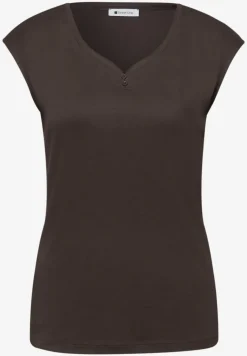 Shirt mit gerundetem V-Ausschnitt