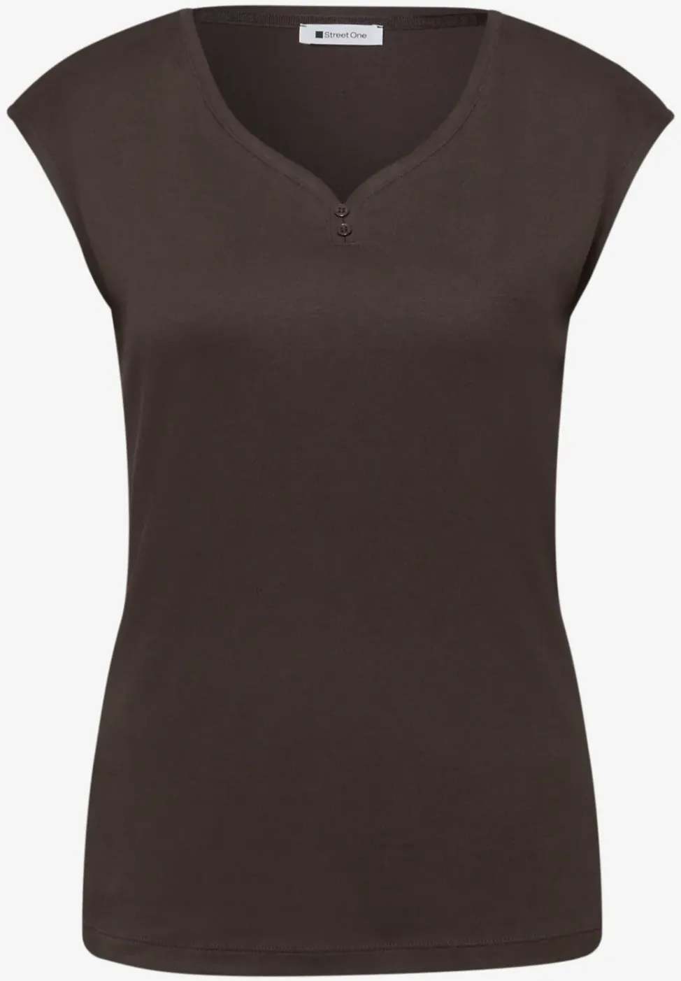 Shirt mit gerundetem V-Ausschnitt