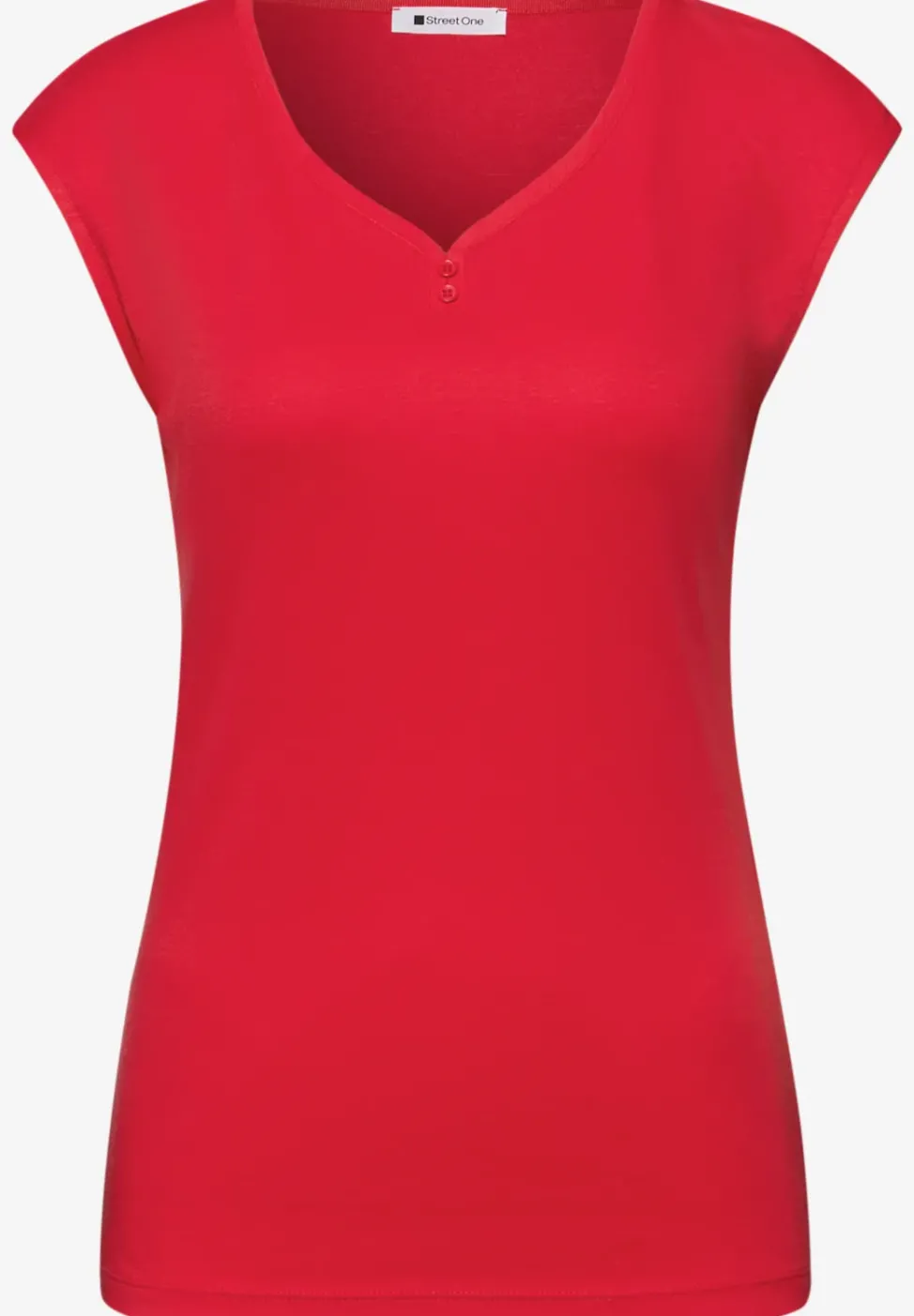 Shirt mit gerundetem V-Ausschnitt
