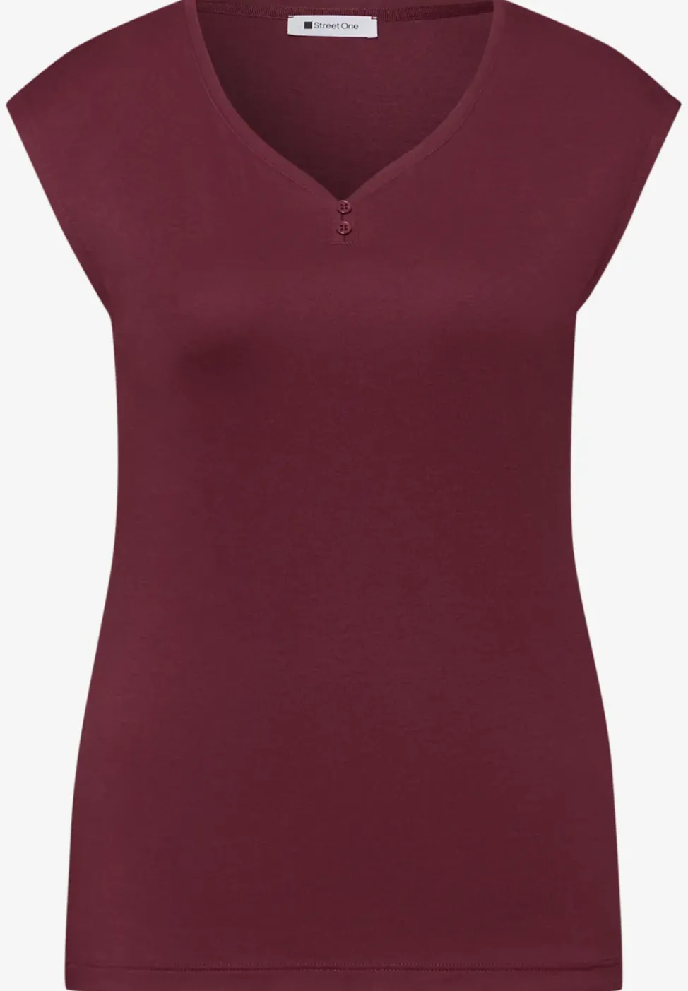 Shirt mit gerundetem V-Ausschnitt