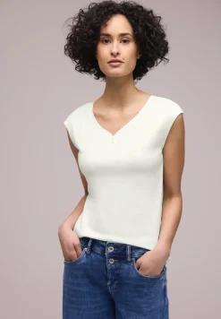 Shirt mit gerundetem V-Ausschnitt